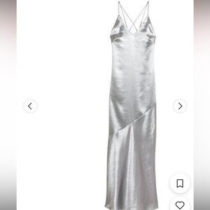 Silver satin maxi dress